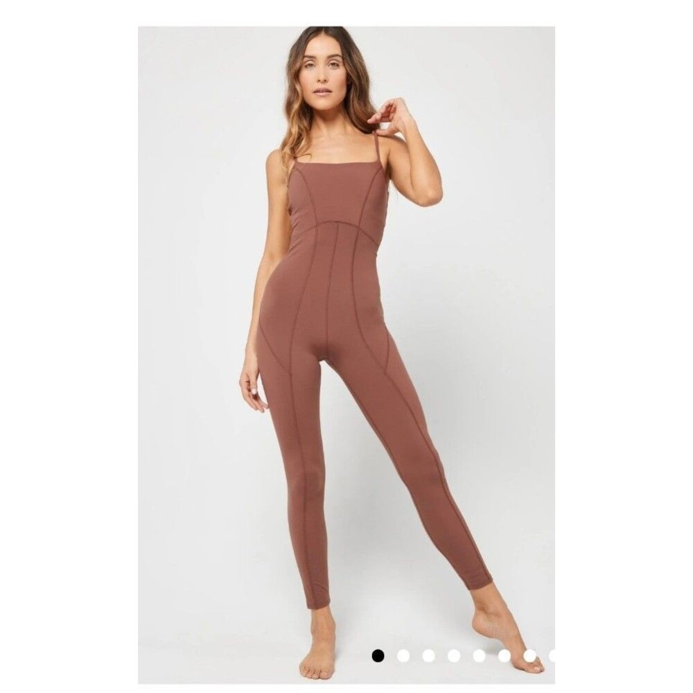L Space Go The Distance Jumpsuit Onesie Small Cafe Brown